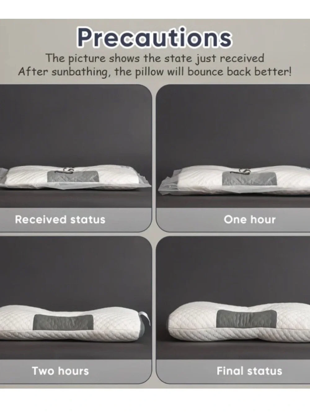 Contour Support Pillow with Breathable Gray Panels - White/Gray ultra soft new